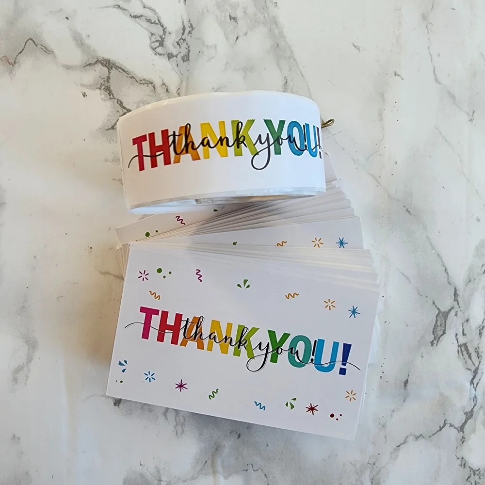 100 Pc pack Thank You Cards and Stickers